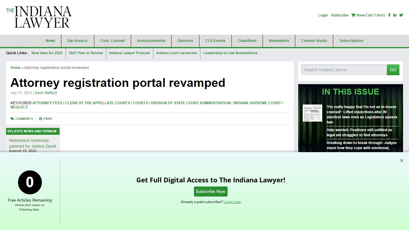 Attorney registration portal revamped - The Indiana Lawyer