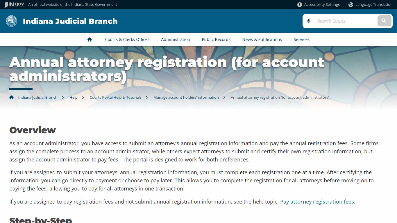 Indiana Judicial Branch: Annual attorney registration (for account ...